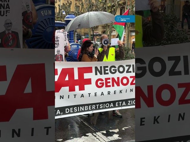 Palestina | CAF enpresa gipuzkoarrak Israelekin dituen negozioak salatzeko ekintza egin dute bideoaren irudi txikia