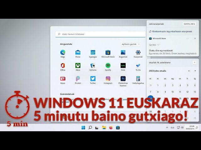 5 minutu baino gutxiago Windows 11 euskaratzeko! bideoaren irudi txikia