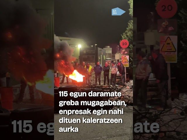 Barrikada muntatuta abiatu dute urte berria Maderas de Llodioko grebalariek bideoaren irudi txikia