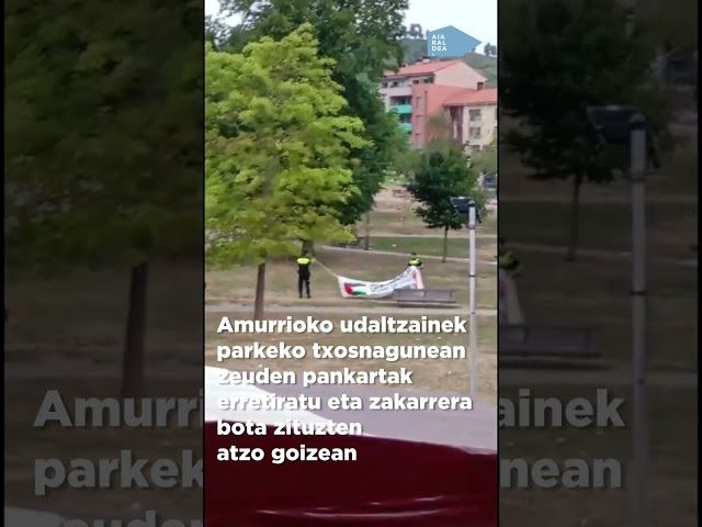 Udaltzainek txosnaguneko pankartak kendu dituzte eta Udalak 'akats puntuala' izan dela esan du bideoaren irudi txikia