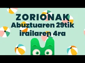 ZORIONAK ZURI - ABUZTUAREN 29TIK IRAILAREN 4RA - MAKUSI KLUBA edukiaren irudi txikia