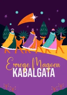 Errege magoen kabalgata edukiaren posterra