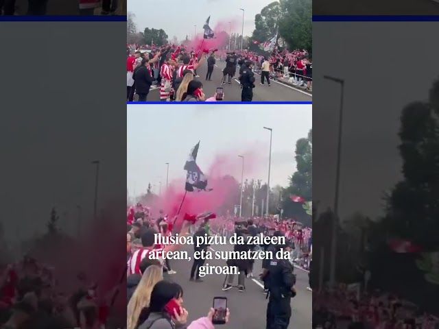 Donostiako kaleak elastiko txuri urdinez eta zuri gorriz bete dira bideoaren irudi txikia