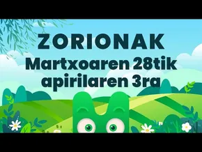 ZORIONAK ZURI - MARTXOAREN 28TIK APIRILAREN 3RA - MAKUSI KLUBA bideoaren irudi txikia